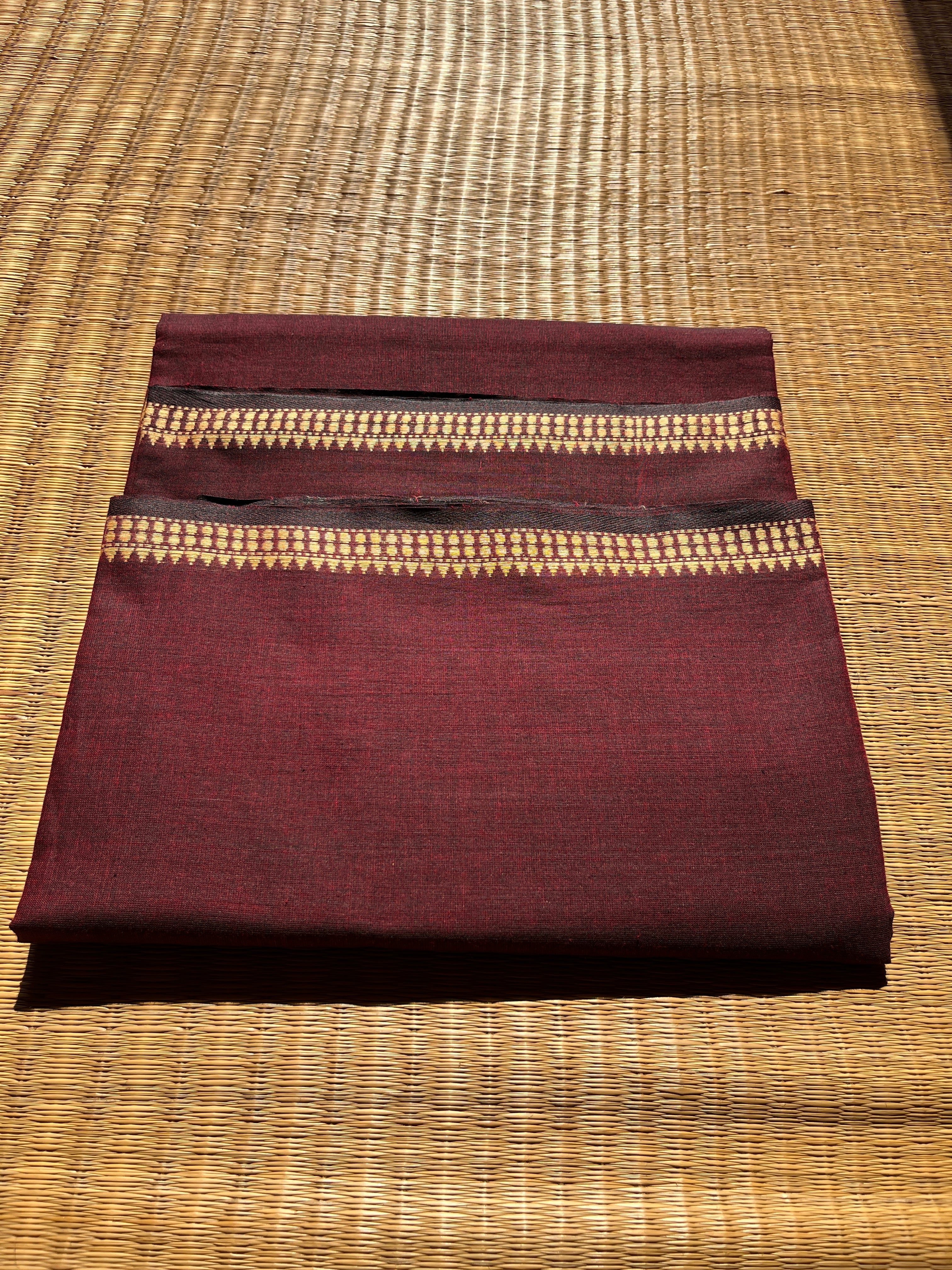 Authentic Bengal Classy Handloom Cotton Saree- Black/ Burgundy