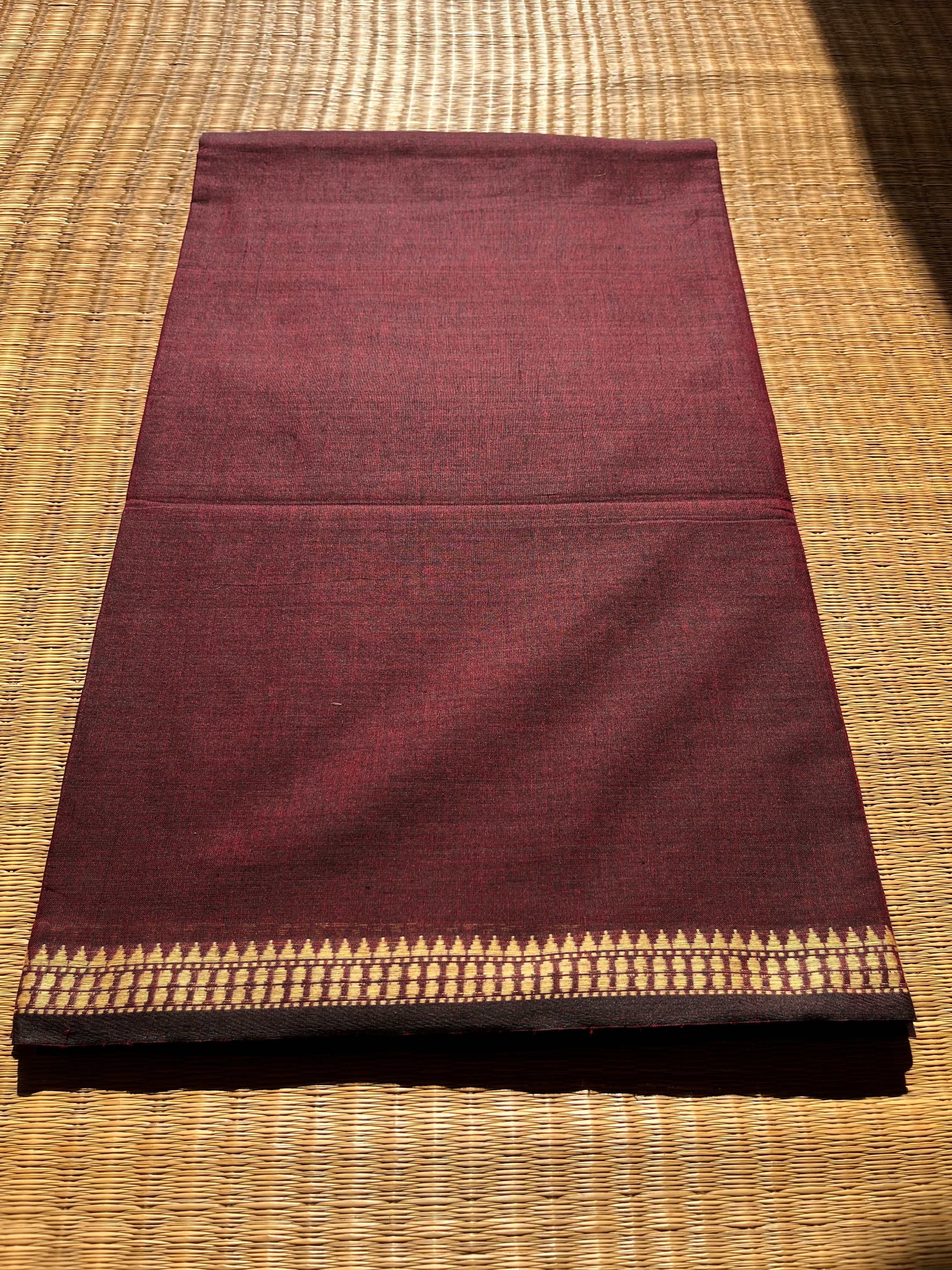 Authentic Bengal Classy Handloom Cotton Saree- Black/ Burgundy