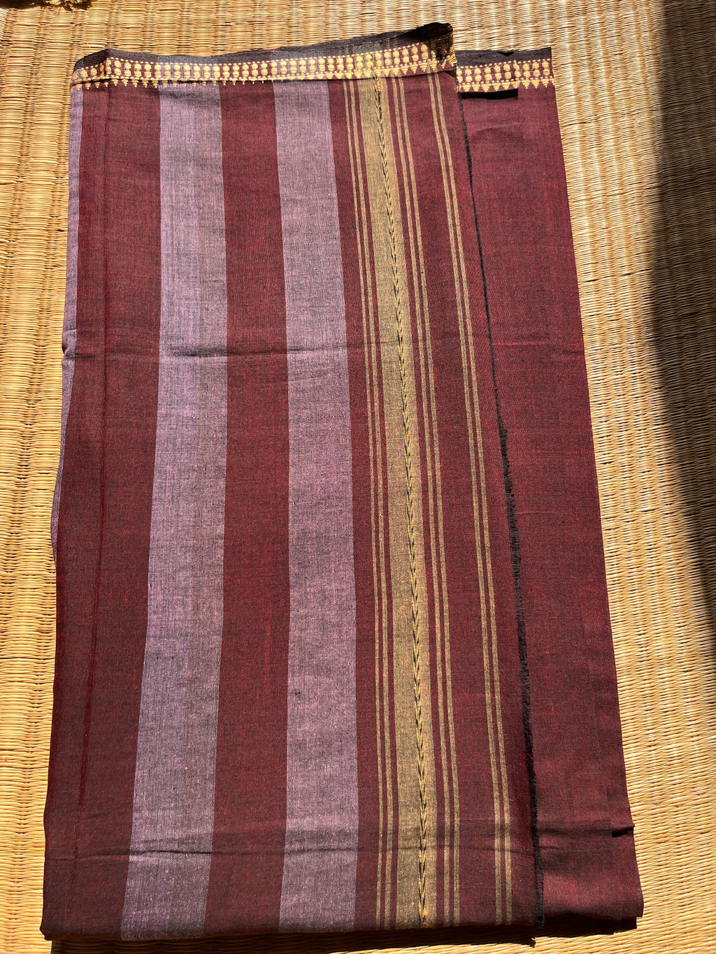Authentic Bengal Classy Handloom Cotton Saree- Black/ Burgundy