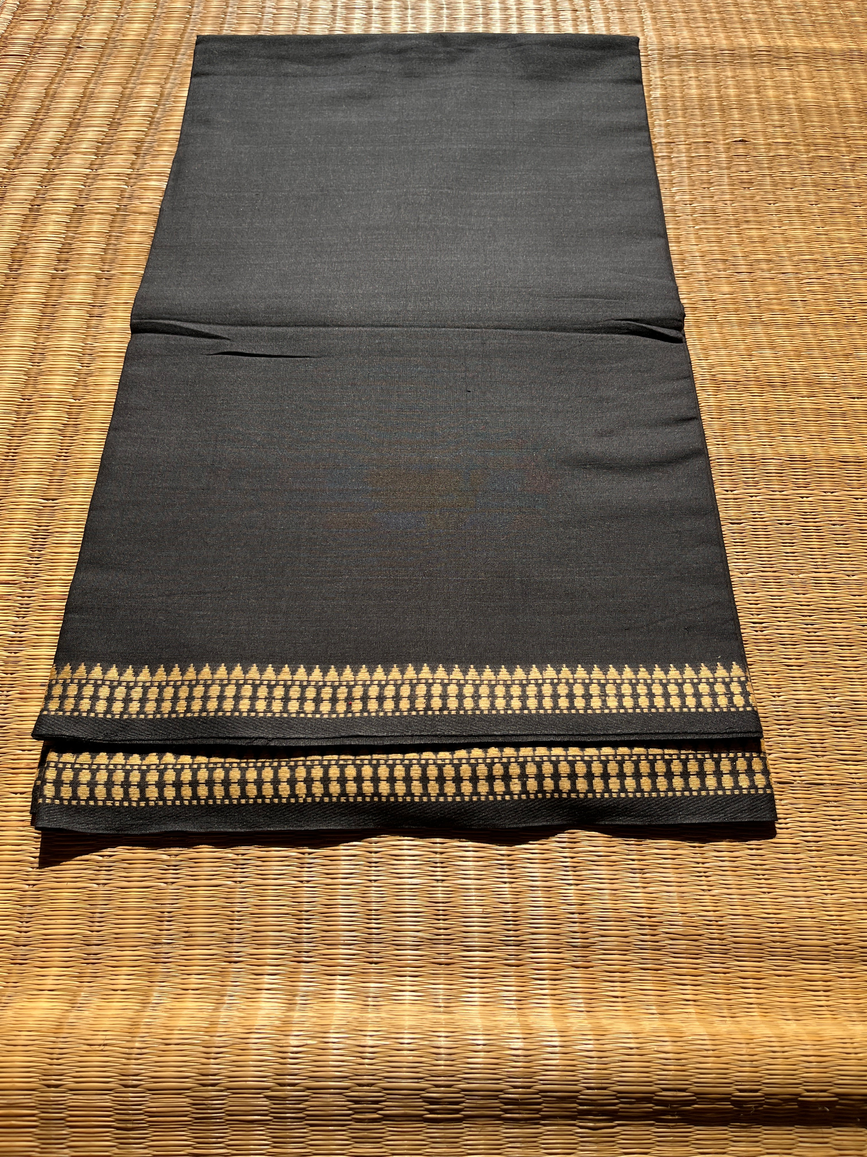 Authentic Bengal Classy Handloom Cotton Saree- Black/ Burgundy